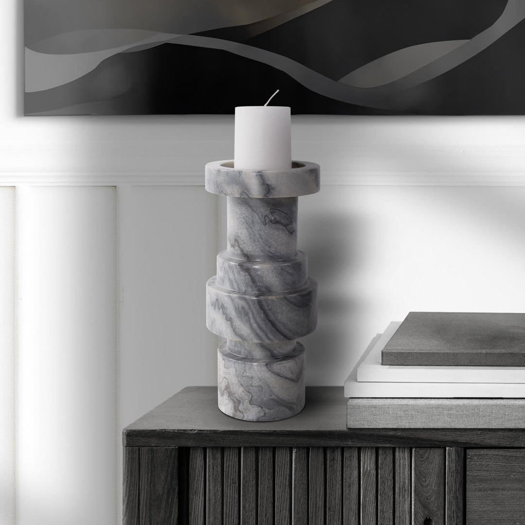 Howard Elliott Collection Modern Clarinda Marble Candle Holder, Short