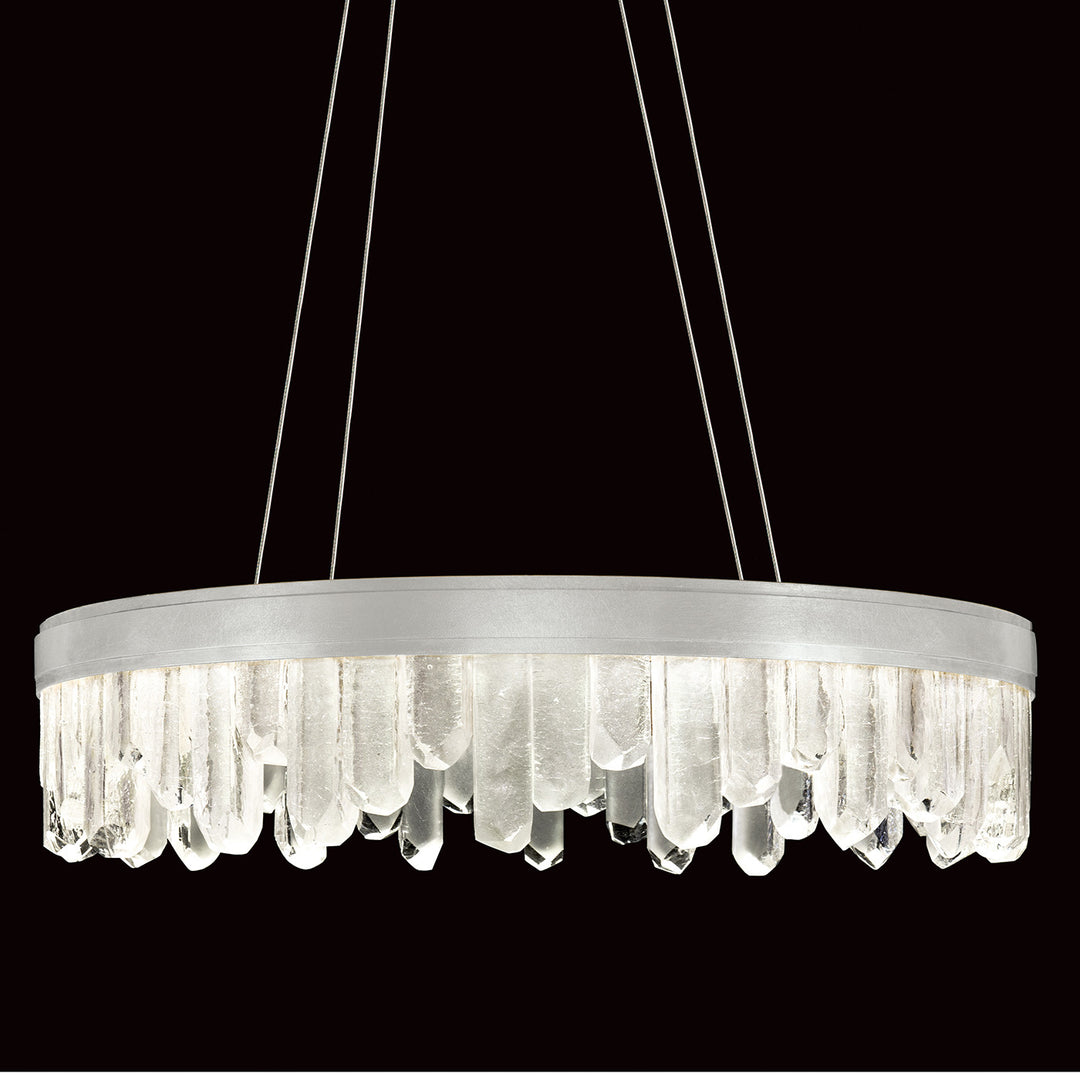 Fine Art Handcrafted Lighting Lior 30.5"W Round Pendant 888240 in Standard Silver Leaf (888240-1ST)