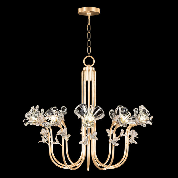 Fine Art Handcrafted Lighting Azu 35.5"W Round Chandelier 917540 in Gold Leaf with White and Gold Details (917540-2ST)