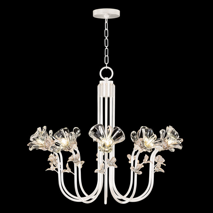 Fine Art Handcrafted Lighting Azu 35.5"W Round Chandelier 917540 in White Gesso with White and Gold Details (917540-3ST)