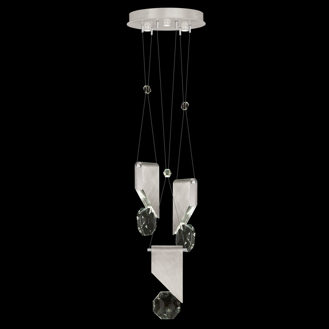 Fine Art Handcrafted Lighting Aria 16"W Round Pendant in Brushed Silver, 111 (100005-1-111)