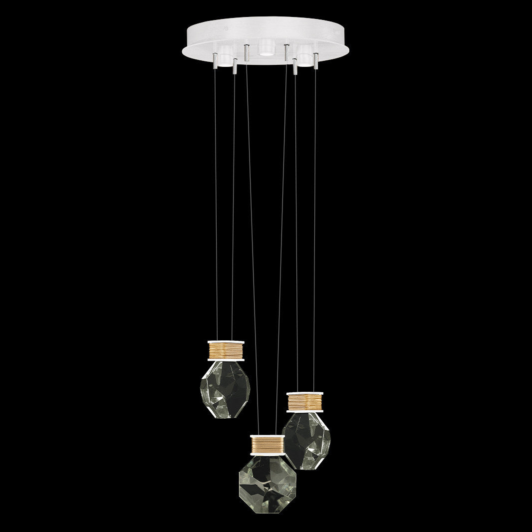 Fine Art Handcrafted Lighting Aria 16"W Round Pendant in White/Gold Accents, 444 (100005-2-444)