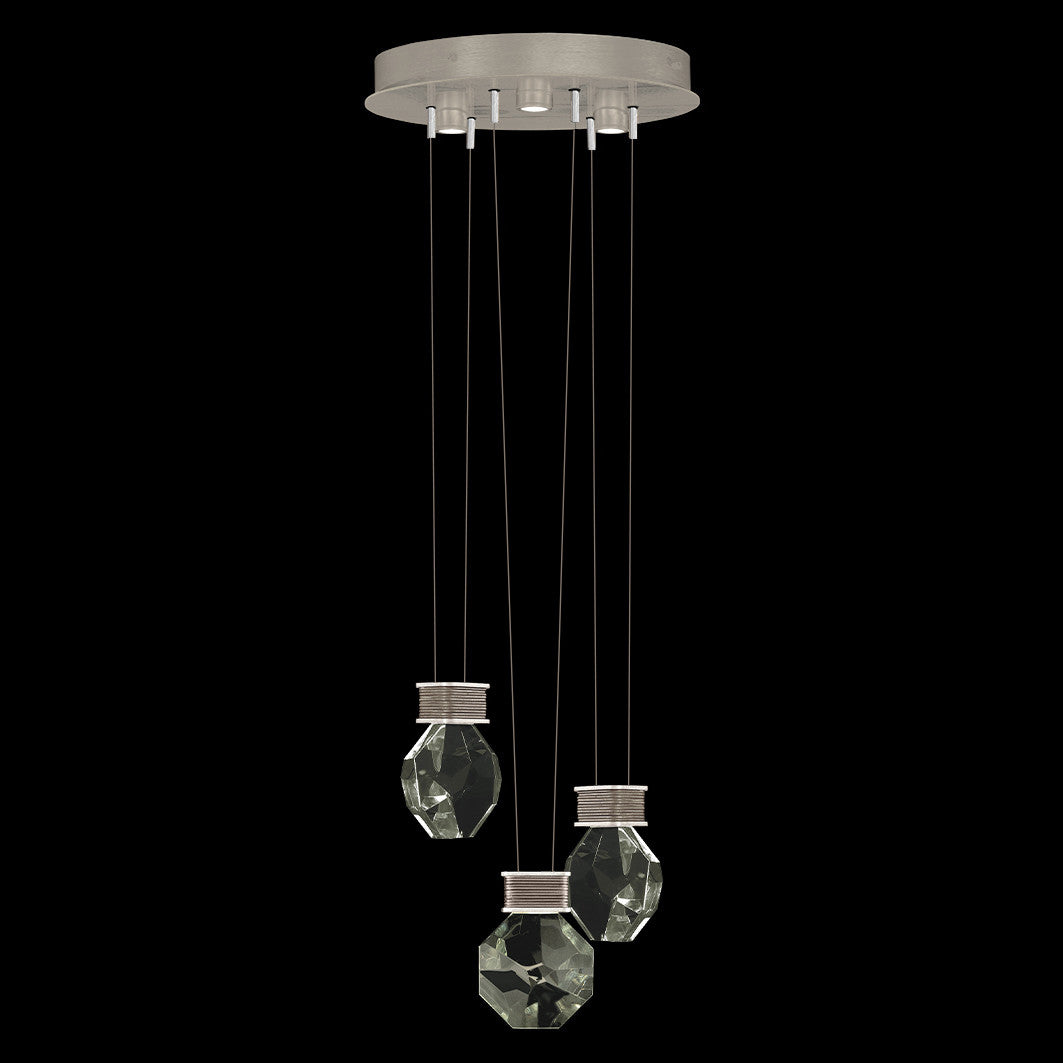 Fine Art Handcrafted Lighting Aria 16"W Round Pendant in Soft Ombre Silver Leaf, 444 (100005-4-444)