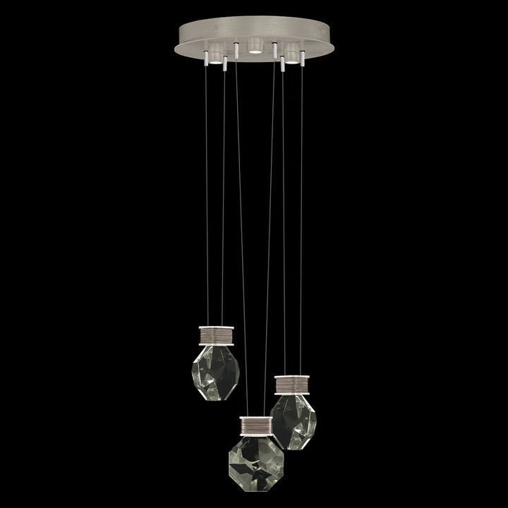 Fine Art Handcrafted Lighting Aria 16"W Round Pendant in Soft Ombre Silver Leaf, 444 (100005-4-444)