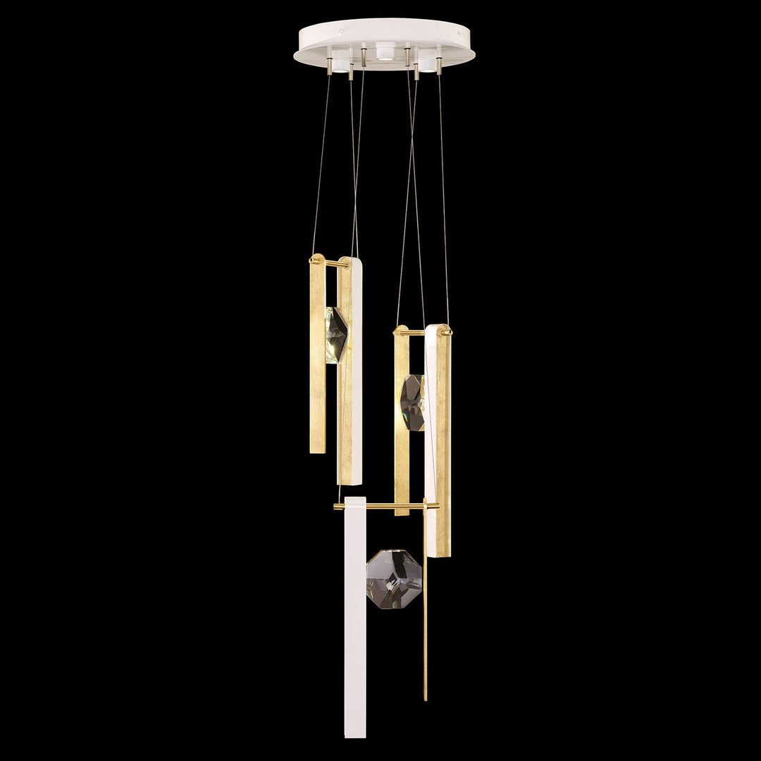 Fine Art Handcrafted Lighting Aria 16"W Round Pendant in White/Gold Accents, 333 (100005-2-333)