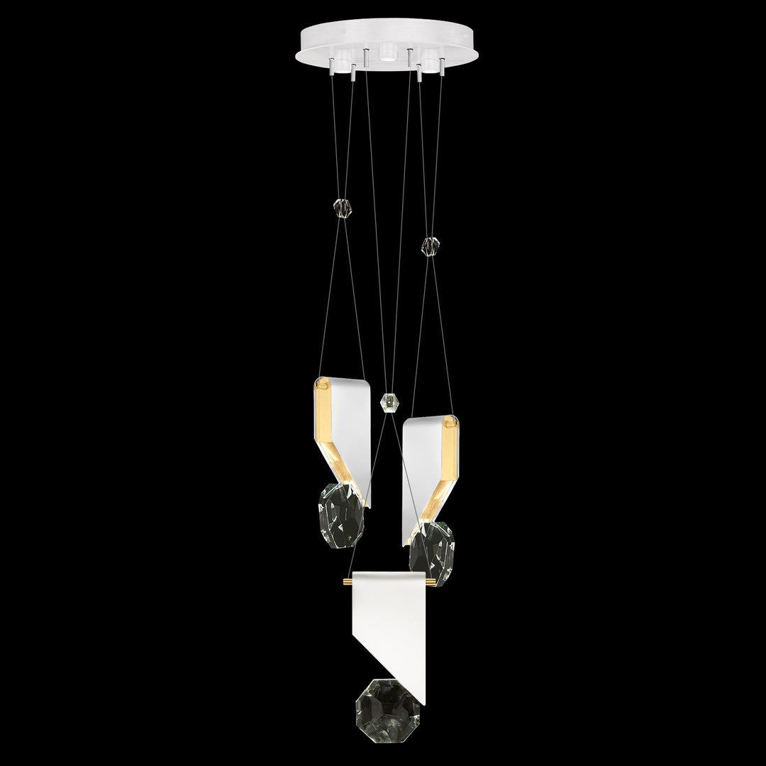 Fine Art Handcrafted Lighting Aria 16"W Round Pendant in White/Gold Accents, 111 (100005-2-111)