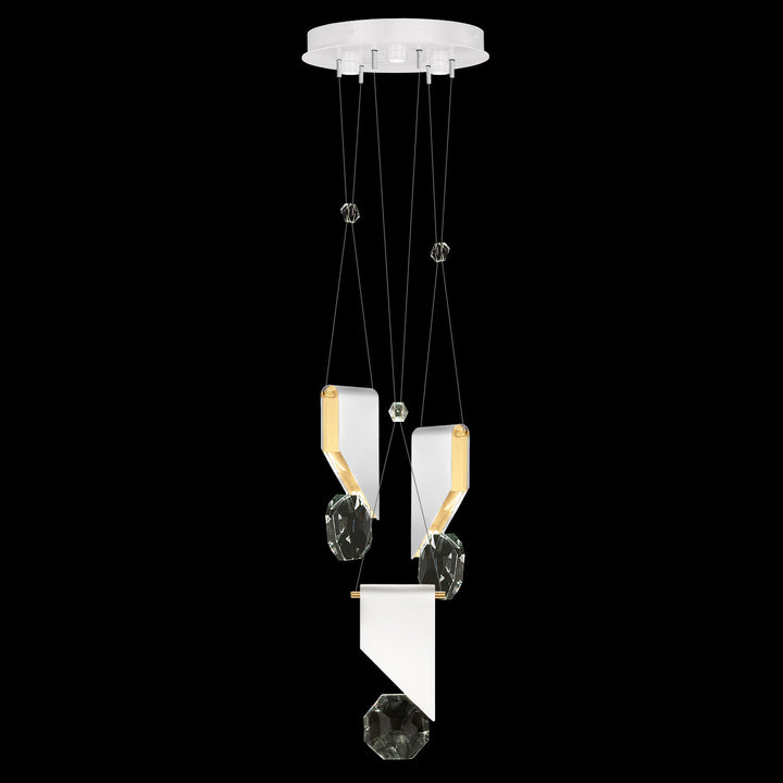Fine Art Handcrafted Lighting Aria 16"W Round Pendant in White/Gold Accents, 111 (100005-2-111)