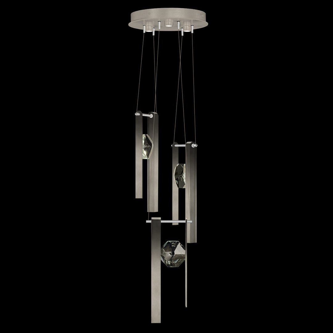Fine Art Handcrafted Lighting Aria 16"W Round Pendant in Soft Ombre Silver Leaf, 333 (100005-4-333)