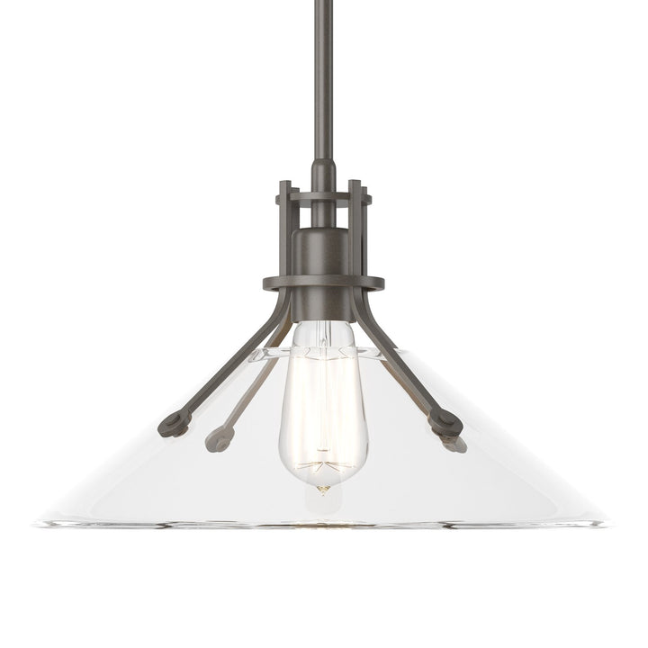 Henry Glass Shade Pendant Pendants Hubbardton Forge Bronze 14.4x8.9 Clear Glass (ZM)