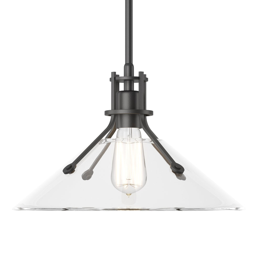 Henry Glass Shade Pendant Pendants Hubbardton Forge Black 14.4x8.9 Clear Glass (ZM)