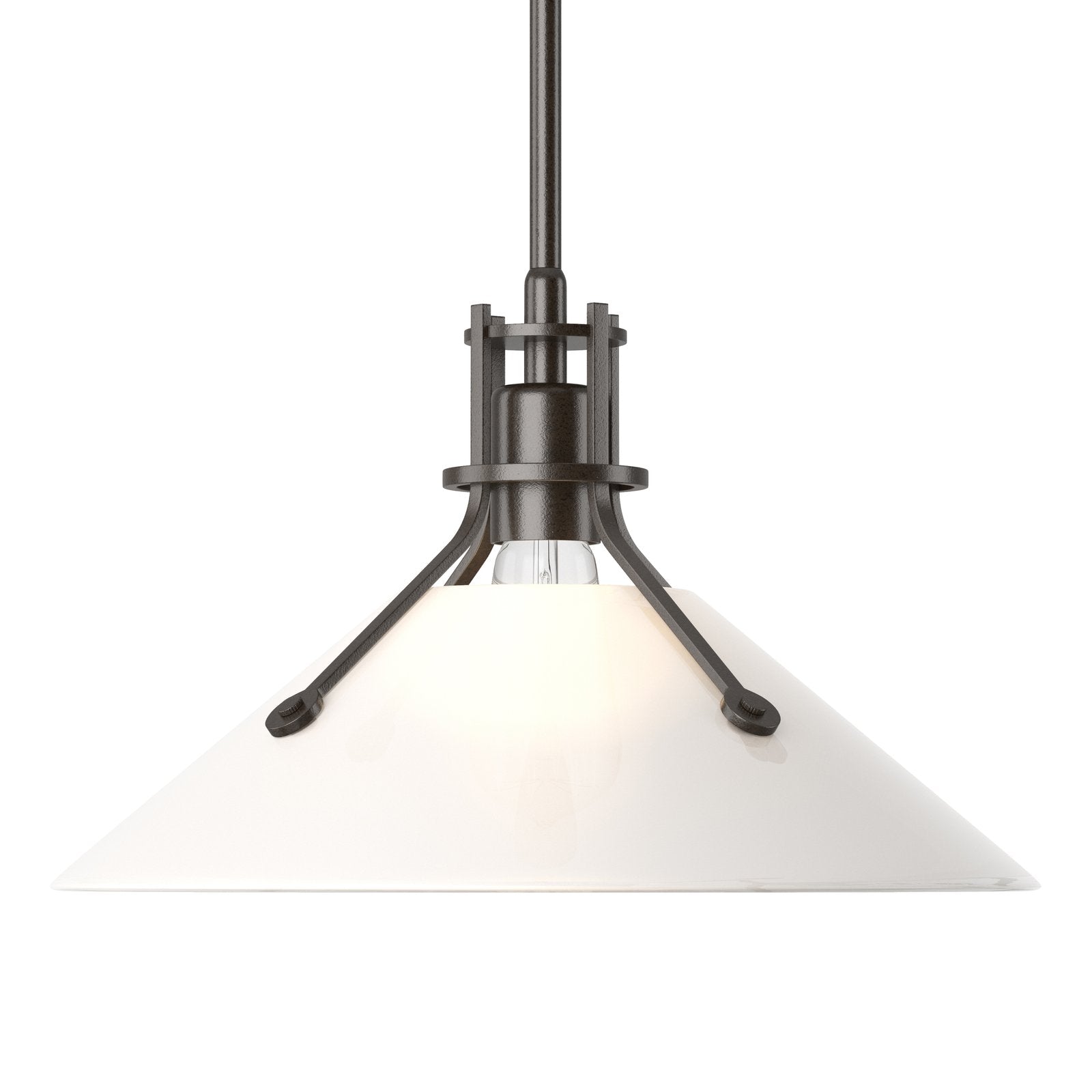 Henry Glass Shade Pendant Pendant Hubbardton Forge Oil Rubbed Bronze 14.4x8.9 Frosted Glass (FD)