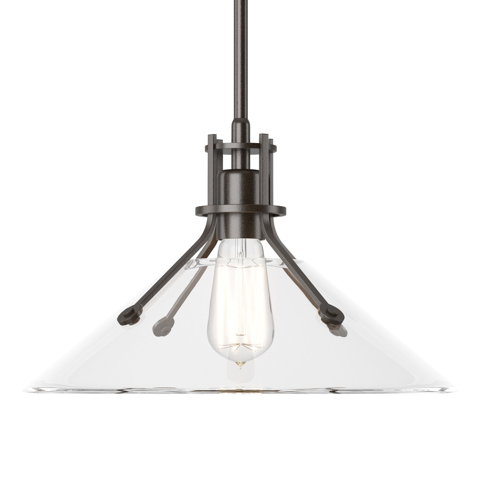 Henry Glass Shade Pendant Pendant Hubbardton Forge Oil Rubbed Bronze 14.4x8.9 Clear Glass (ZM)