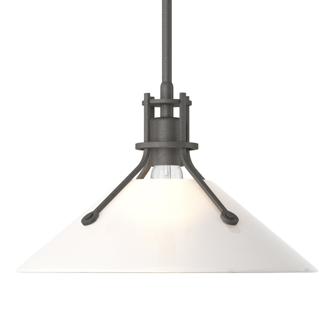 Henry Glass Shade Pendant Pendants Hubbardton Forge Natural Iron 14.4x8.9 Frosted Glass (FD)