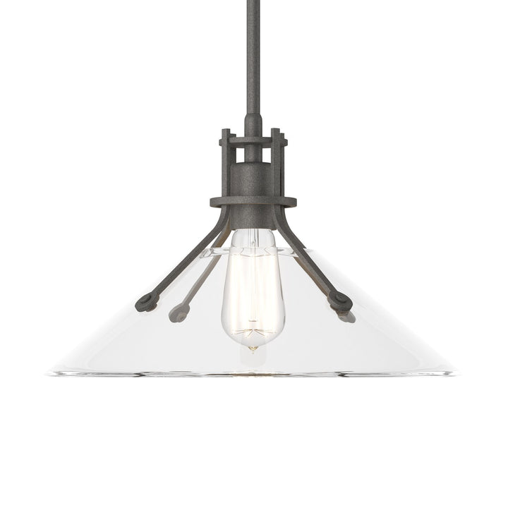 Henry Glass Shade Pendant Pendants Hubbardton Forge Natural Iron 14.4x8.9 Clear Glass (ZM)