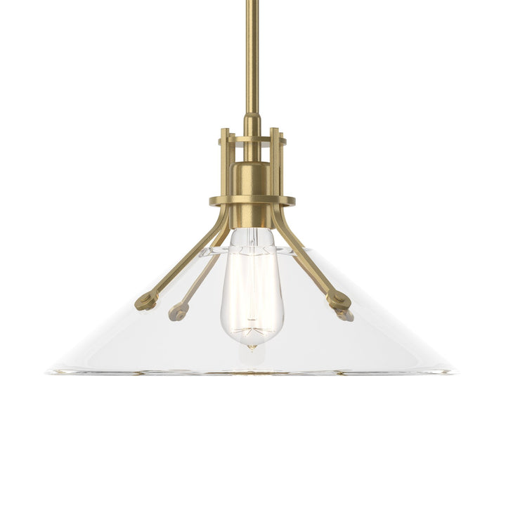 Henry Glass Shade Pendant Pendants Hubbardton Forge Modern Brass 14.4x8.9 Clear Glass (ZM)