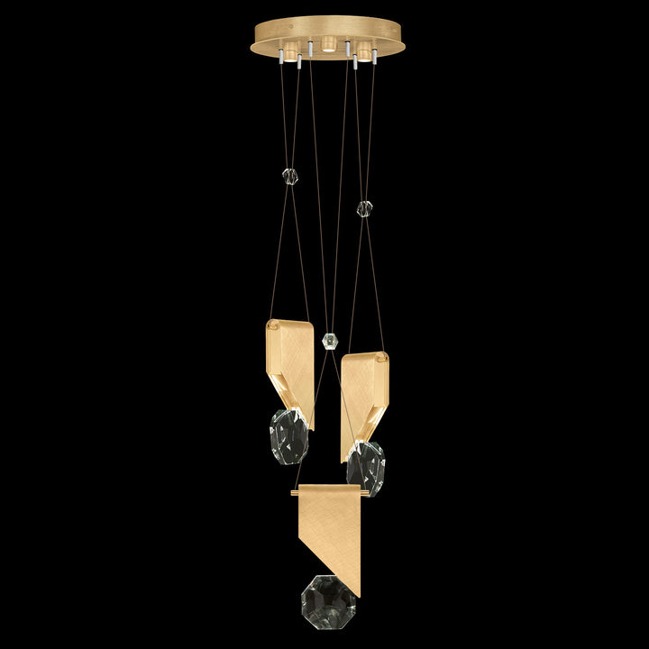 Fine Art Handcrafted Lighting Aria 16"W Round Pendant in Brushed Gold, 111 (100005-5-111)
