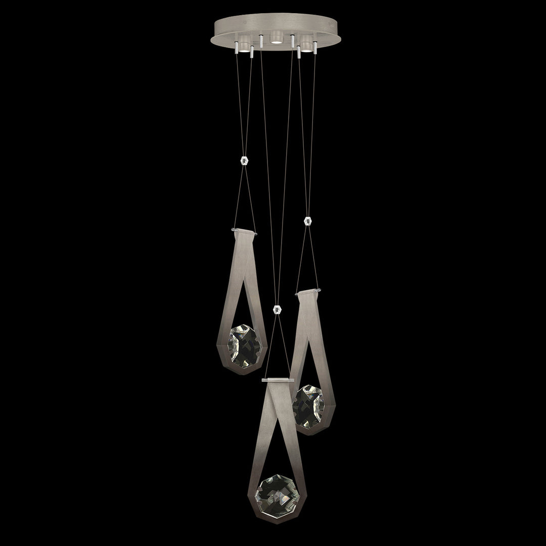 Fine Art Handcrafted Lighting Aria 16"W Round Pendant in Soft Ombre Silver Leaf, 222 (100005-4-222)
