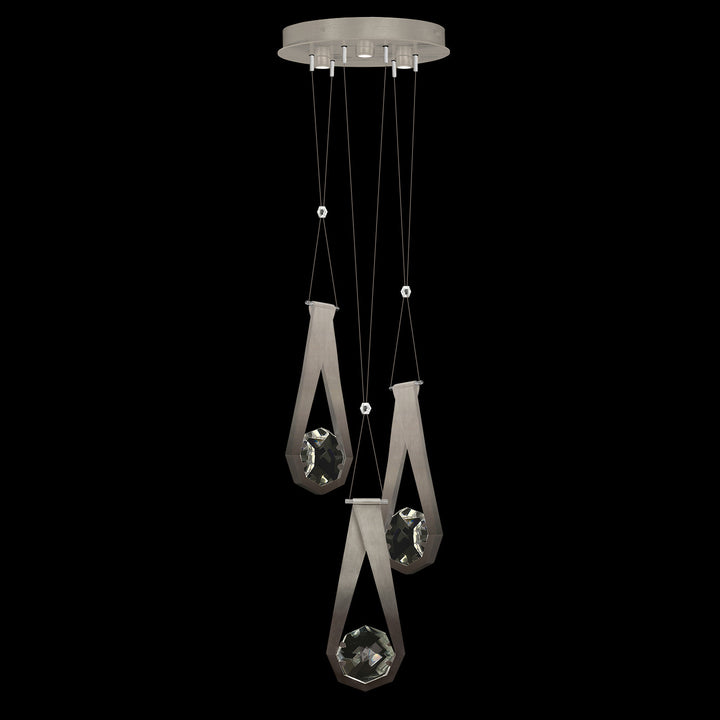 Fine Art Handcrafted Lighting Aria 16"W Round Pendant in Soft Ombre Silver Leaf, 222 (100005-4-222)