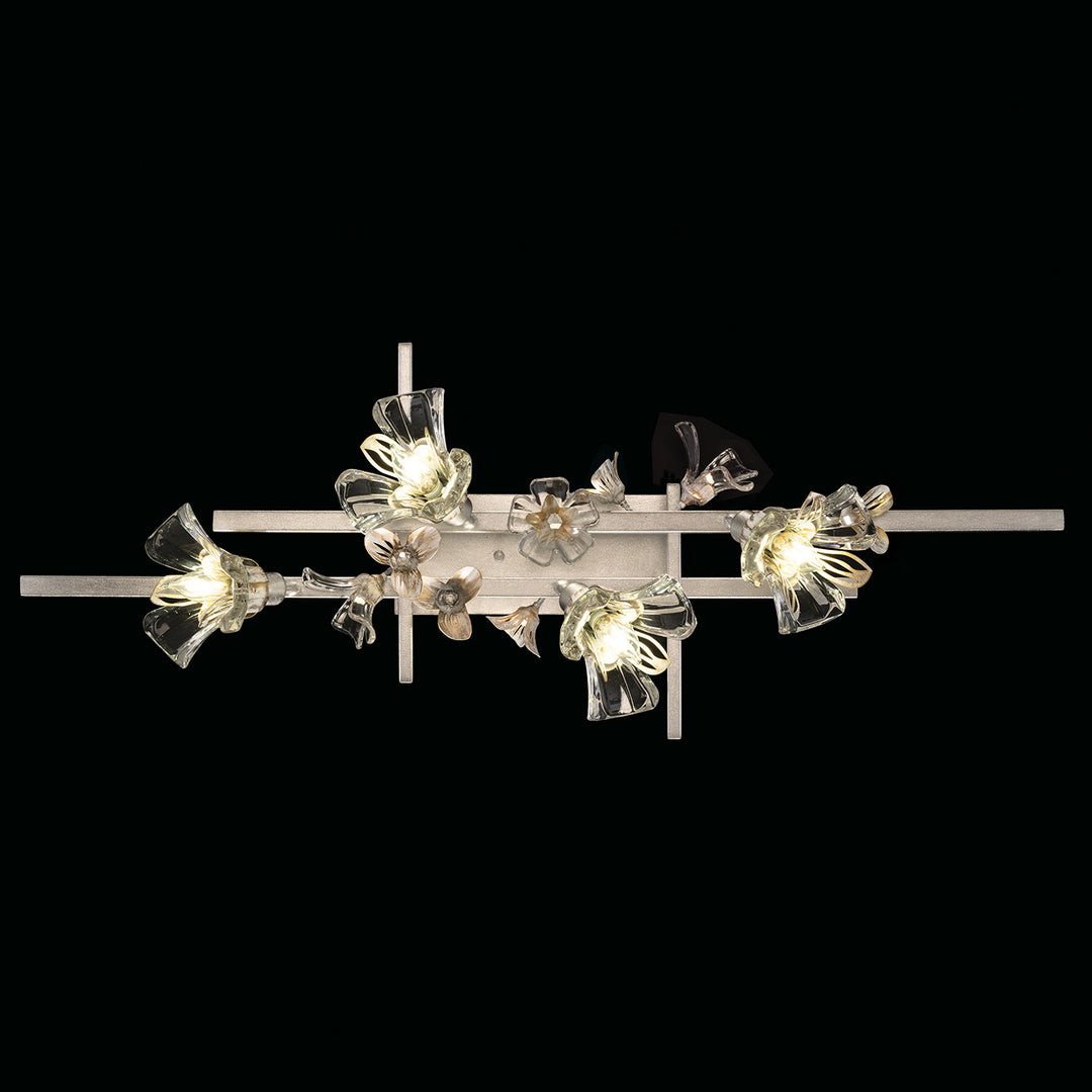 Fine Art Handcrafted Lighting Azu 37"W Bath Bar in Silver Leaf with White and Gold Details (916350-1ST)