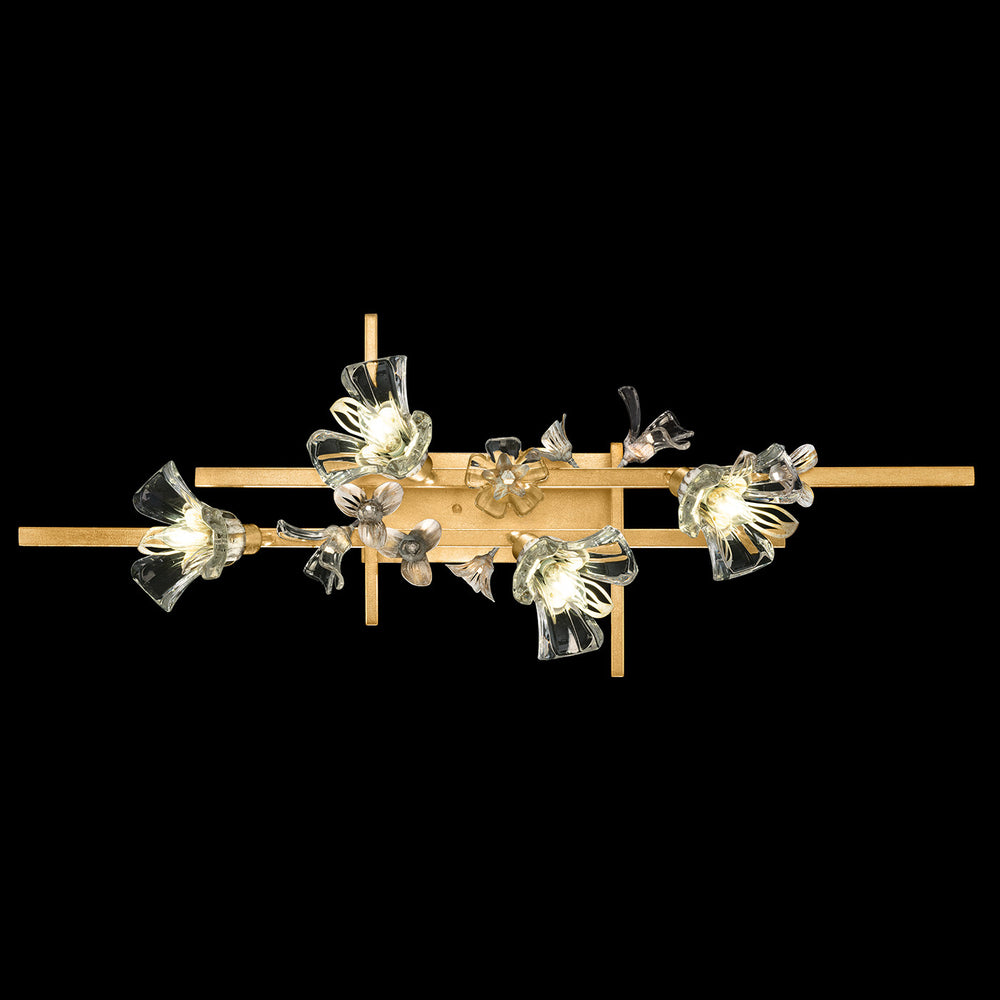 Fine Art Handcrafted Lighting Azu 37"W Bath Bar in Gold Leaf with White and Gold Details (916350-2ST)