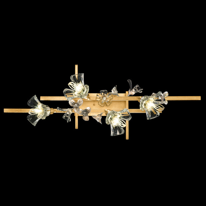 Fine Art Handcrafted Lighting Azu 37"W Bath Bar in Gold Leaf with White and Gold Details (916350-2ST)