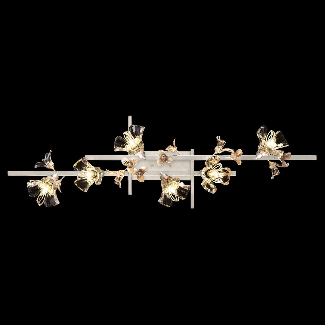 Fine Art Handcrafted Lighting Azu 47"W Bath Bar in Silver Leaf with White and Gold Details (916450-1ST)