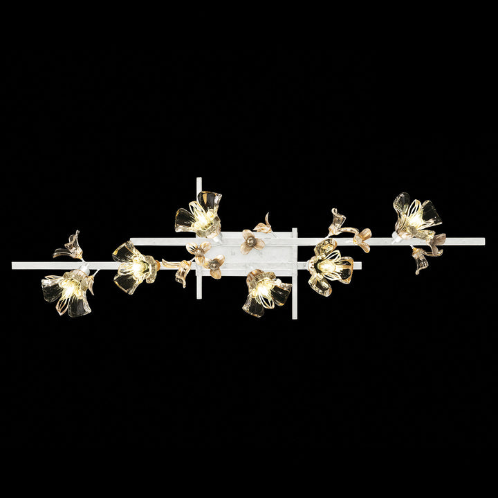 Fine Art Handcrafted Lighting Azu 47"W Bath Bar in White Gesso with White and Gold Details (916450-3ST)