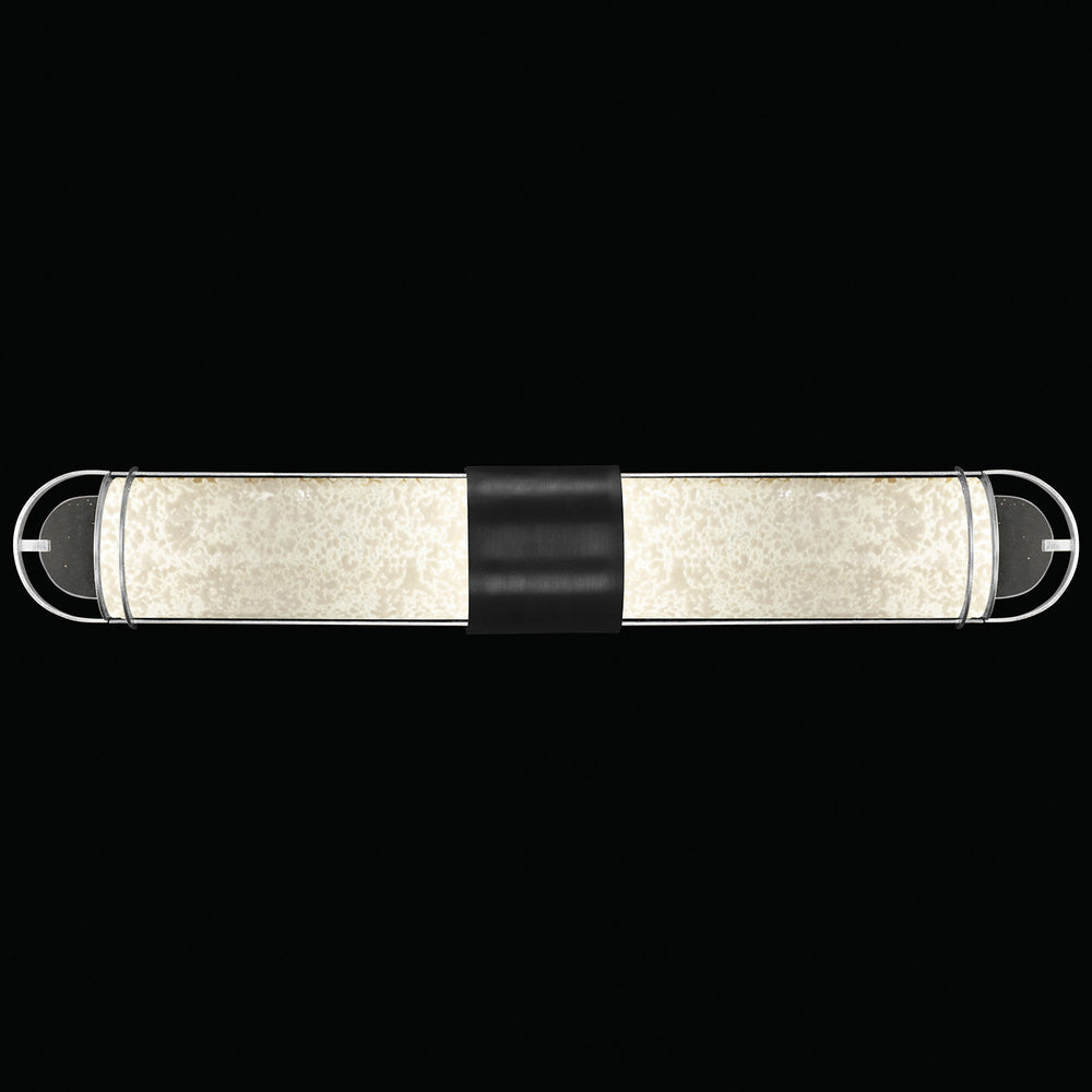 Fine Art Handcrafted Lighting Bond 35"W Bath Bar in Standard Black Iron with Standard Silver Leaf, Bahama Sand (915050-12ST)