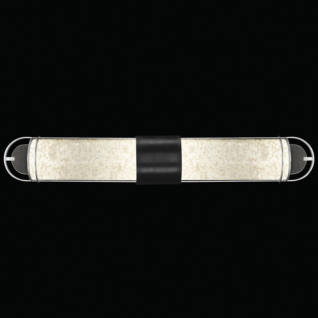 Fine Art Handcrafted Lighting Bond 35"W Bath Bar in Standard Black Iron with Standard Silver Leaf, Bahama Sand (915050-12ST)