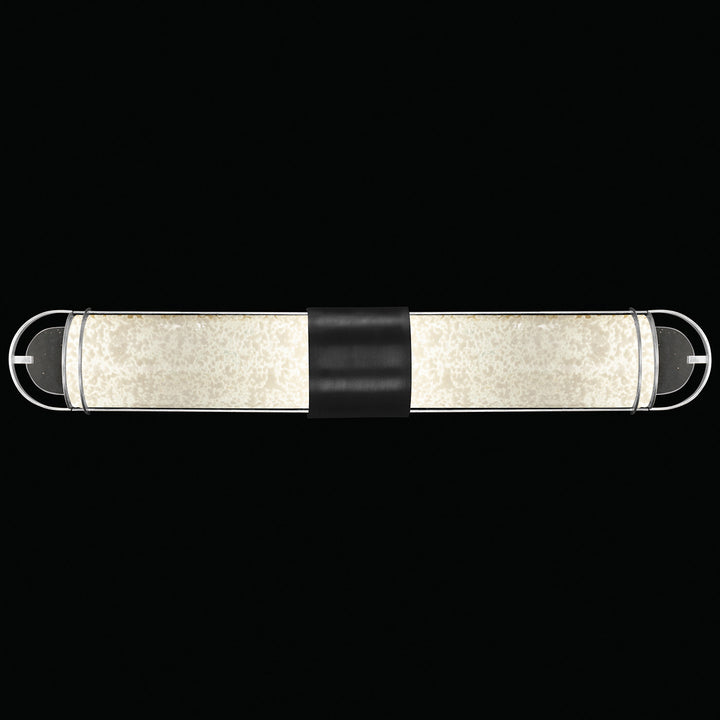 Fine Art Handcrafted Lighting Bond 35"W Bath Bar in Standard Black Iron with Standard Silver Leaf, Bahama Sand (915050-12ST)