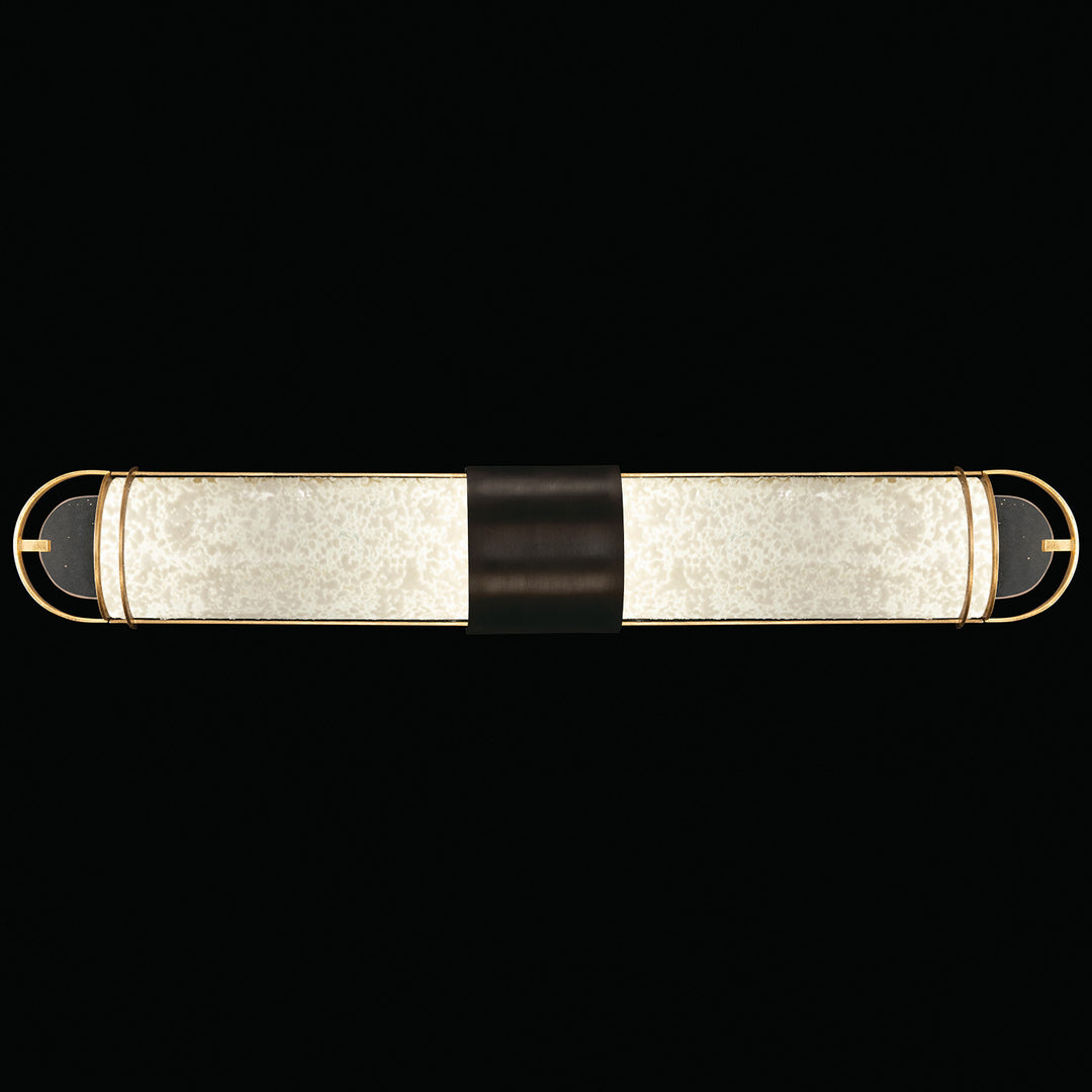 Fine Art Handcrafted Lighting Bond 35"W Bath Bar in Standard Black Iron with Gold Leaf, Bahama Sand (915050-22ST)