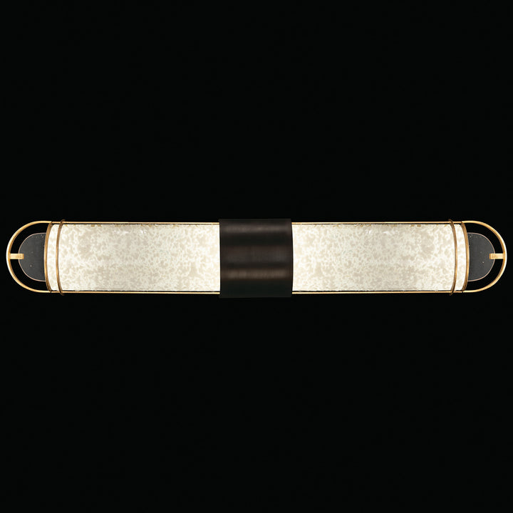 Fine Art Handcrafted Lighting Bond 35"W Bath Bar in Standard Black Iron with Gold Leaf, Bahama Sand (915050-22ST)