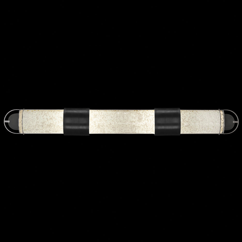 Fine Art Handcrafted Lighting Bond 48"W Bath Bar in Standard Black Iron with Standard Silver Leaf, Bahama Sand (915950-12ST)