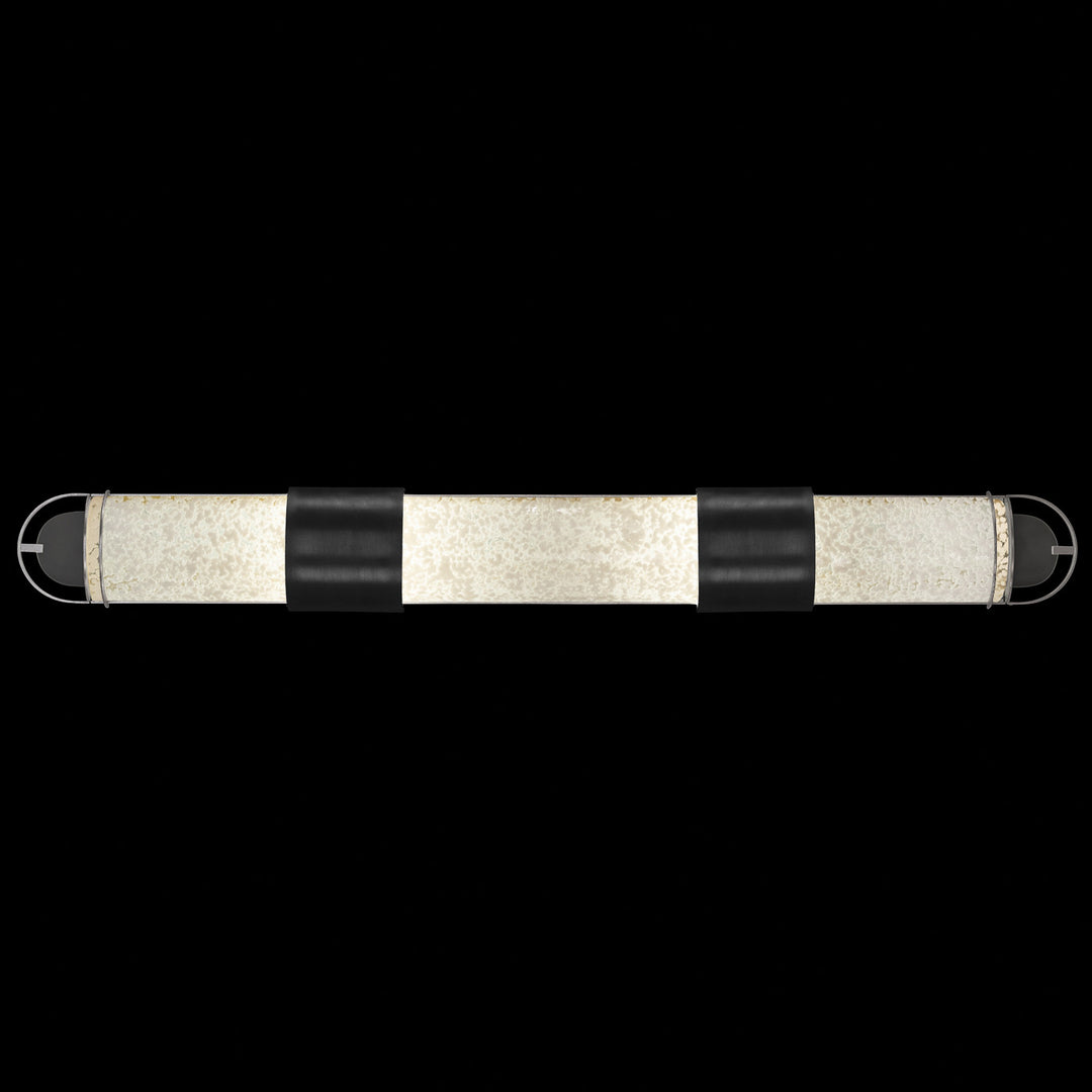 Fine Art Handcrafted Lighting Bond 48"W Bath Bar in Standard Black Iron with Standard Silver Leaf, Bahama Sand (915950-12ST)