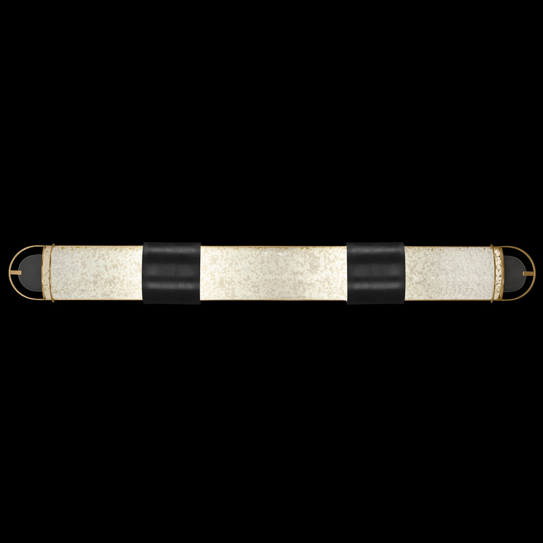Fine Art Handcrafted Lighting Bond 48"W Bath Bar in Standard Black Iron with Gold Leaf, Bahama Sand (915950-22ST)