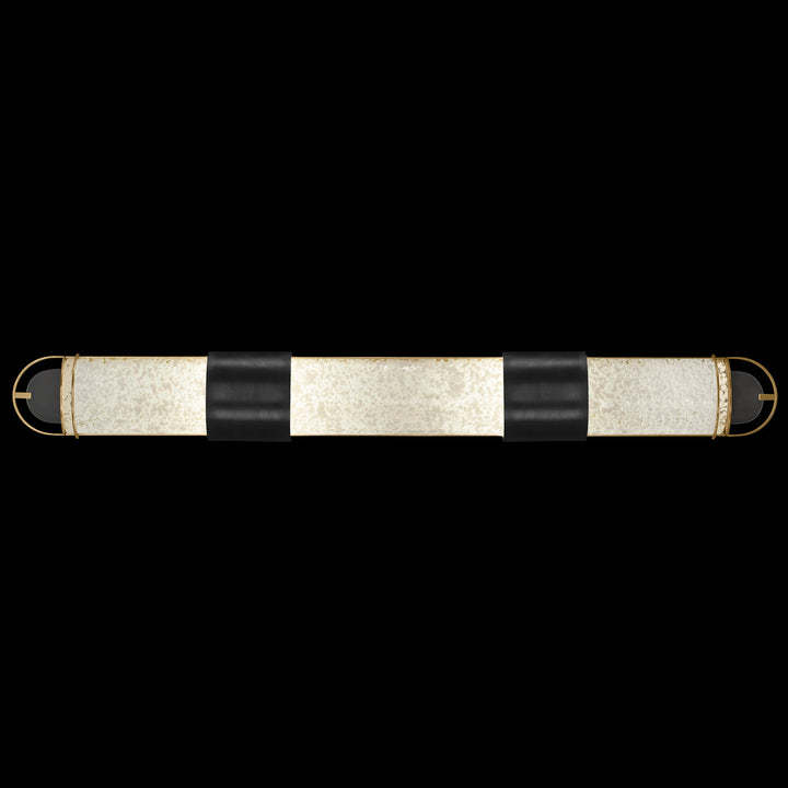 Fine Art Handcrafted Lighting Bond 48"W Bath Bar in Standard Black Iron with Gold Leaf, Bahama Sand (915950-22ST)