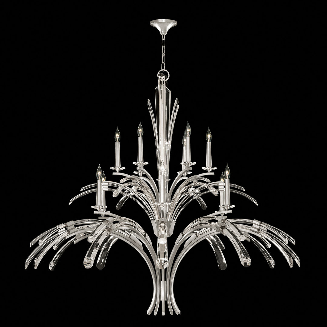 Fine Art Handcrafted Lighting Trevi 56"W Round Chandelier 782040 in Standard Silver Leaf (782040-1ST)