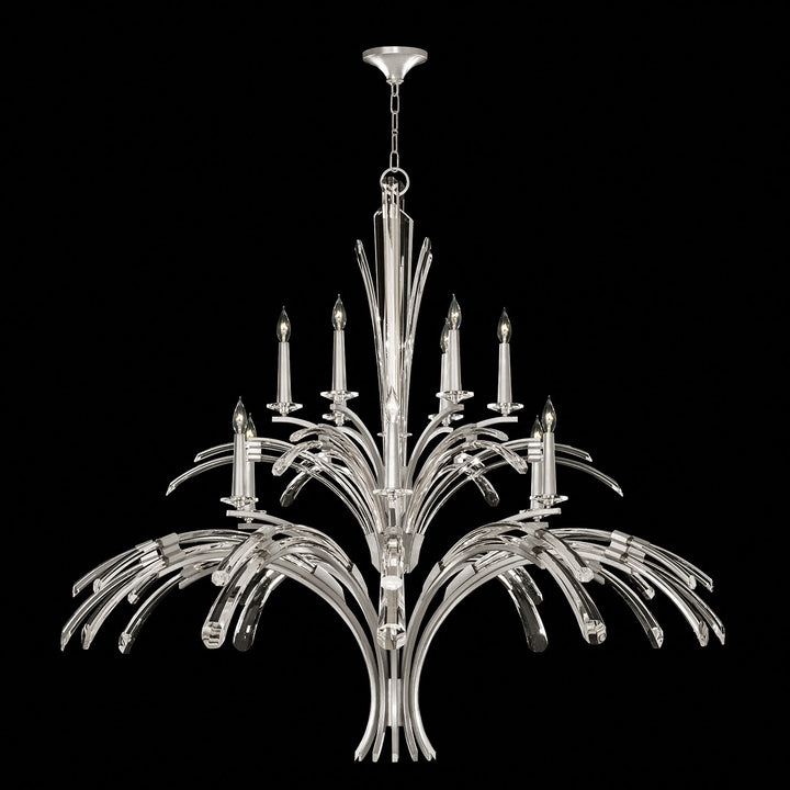Fine Art Handcrafted Lighting Trevi 56"W Round Chandelier 782040 in Standard Silver Leaf (782040-1ST)