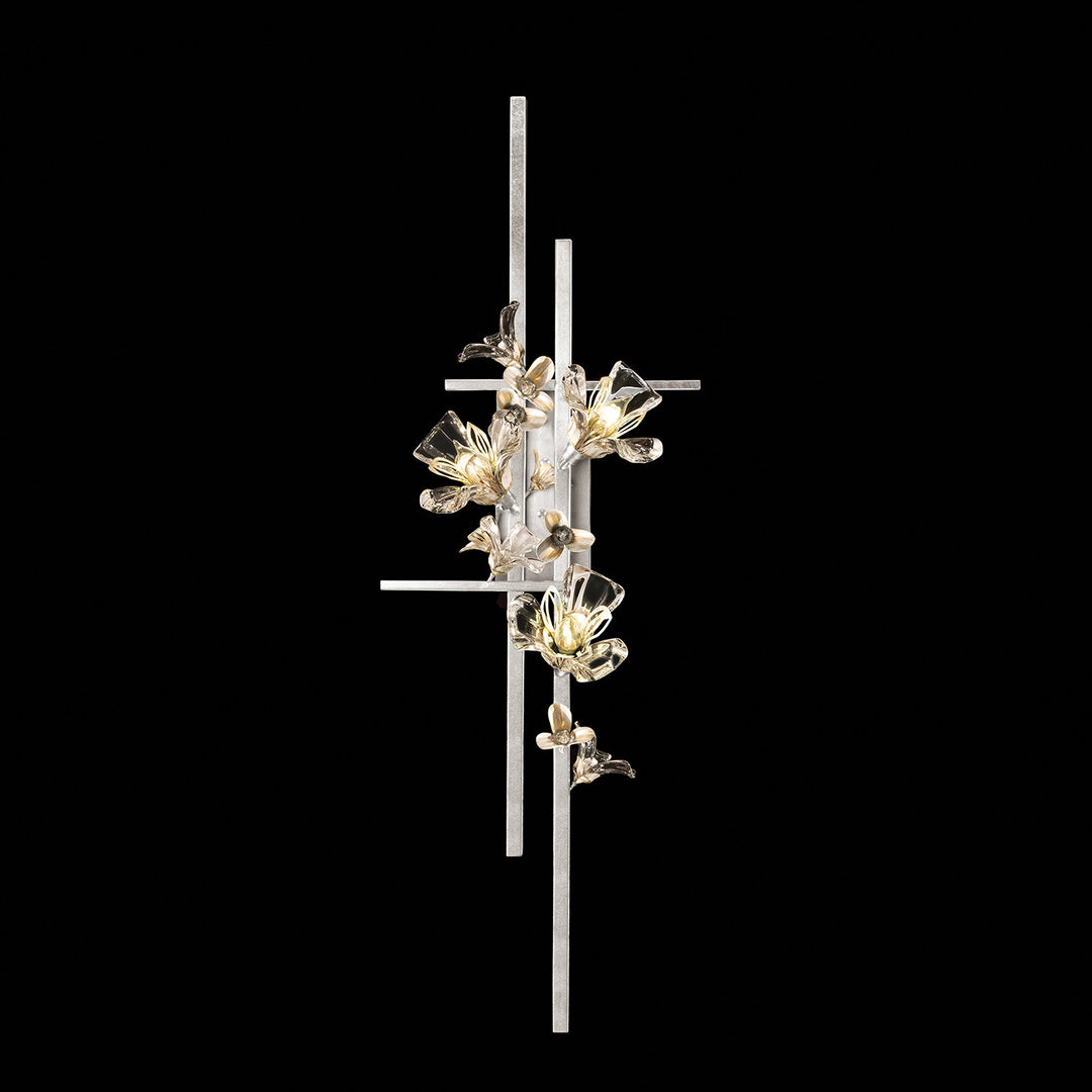 Fine Art Handcrafted Lighting Azu 44"H LSF Sconce in Silver Leaf with White and Gold Details (919250-1ST)