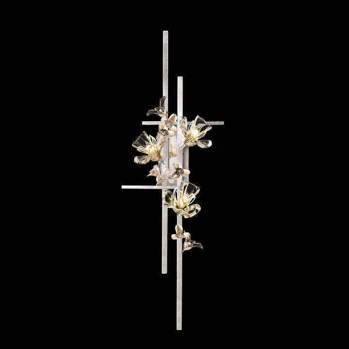 Fine Art Handcrafted Lighting Azu 44"H LSF Sconce in Silver Leaf with White and Gold Details (919250-1ST)
