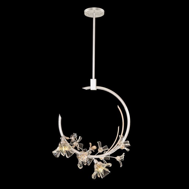 Fine Art Handcrafted Lighting Azu 19"W Linear Pendant 918040 in Silver Leaf with White and Gold Details (918040-1ST)