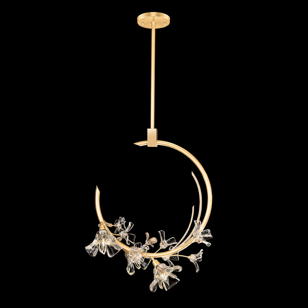 Fine Art Handcrafted Lighting Azu 19"W Linear Pendant 918040 in Gold Leaf with White and Gold Details (918040-2ST)
