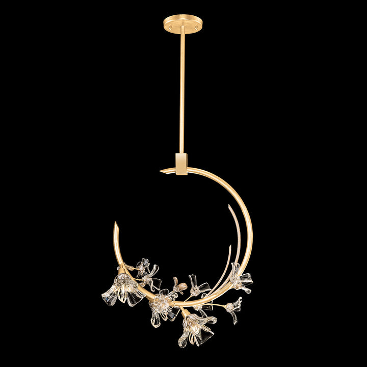 Fine Art Handcrafted Lighting Azu 19"W Linear Pendant 918040 in Gold Leaf with White and Gold Details (918040-2ST)