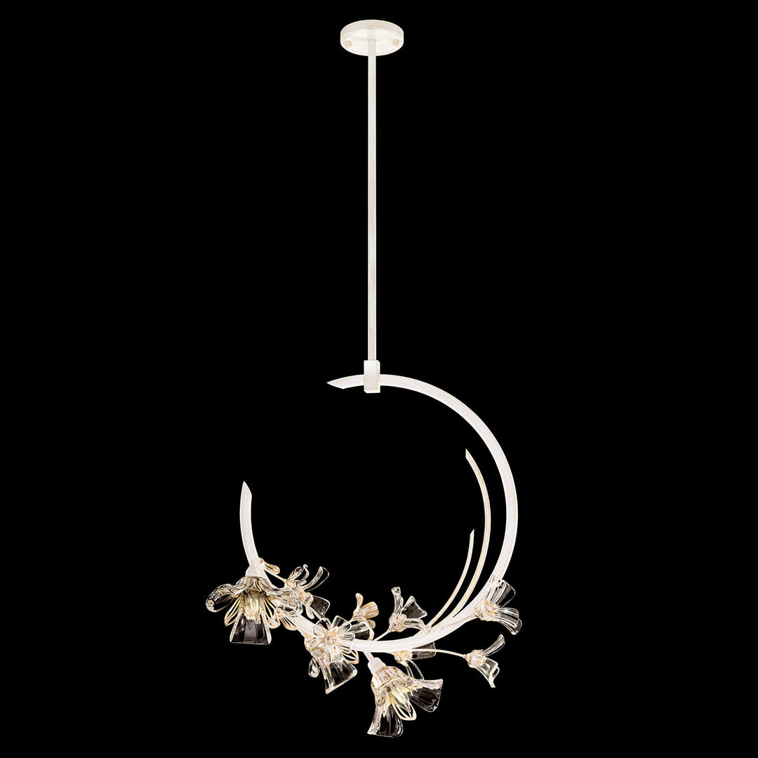 Fine Art Handcrafted Lighting Azu 19"W Linear Pendant 918040 in White Gesso with White and Gold Details (918040-3ST)