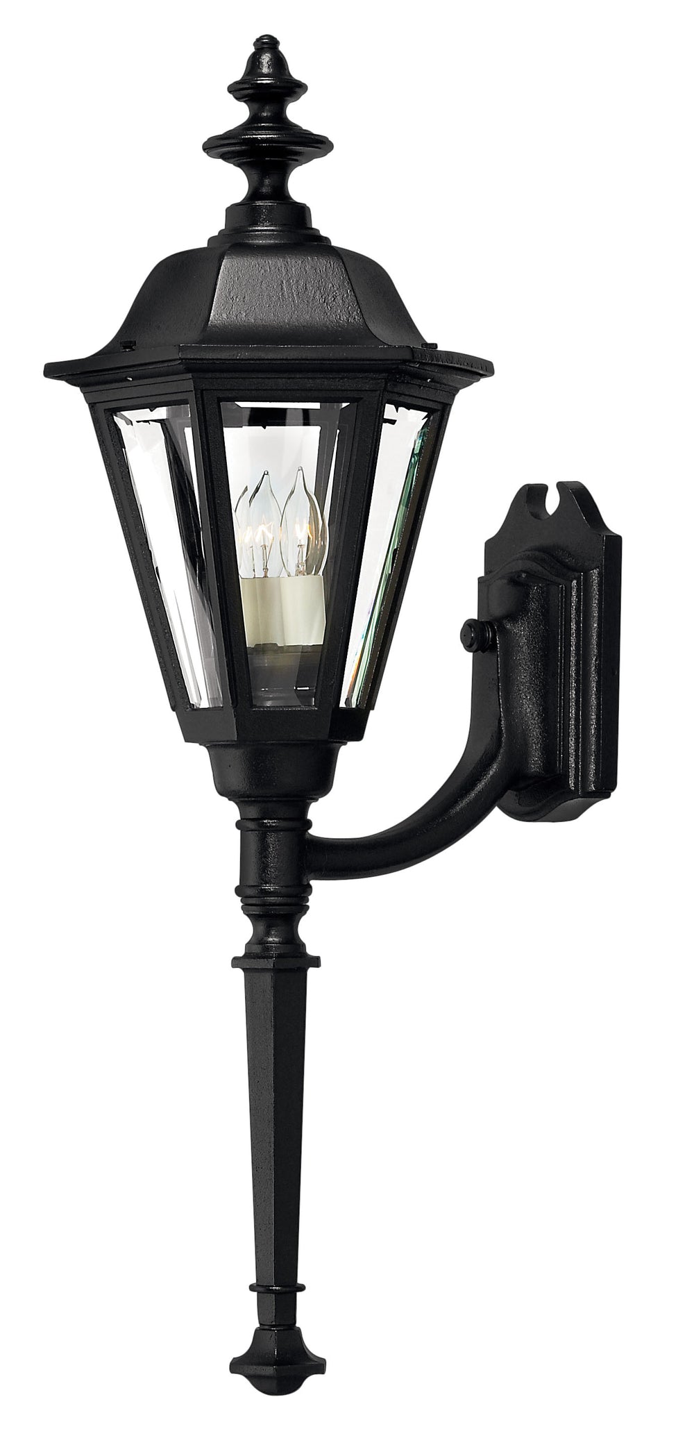 Hinkley Manor House Outdoor Wall Light Large Wall Mount Lantern with Tail Black 1440BK
