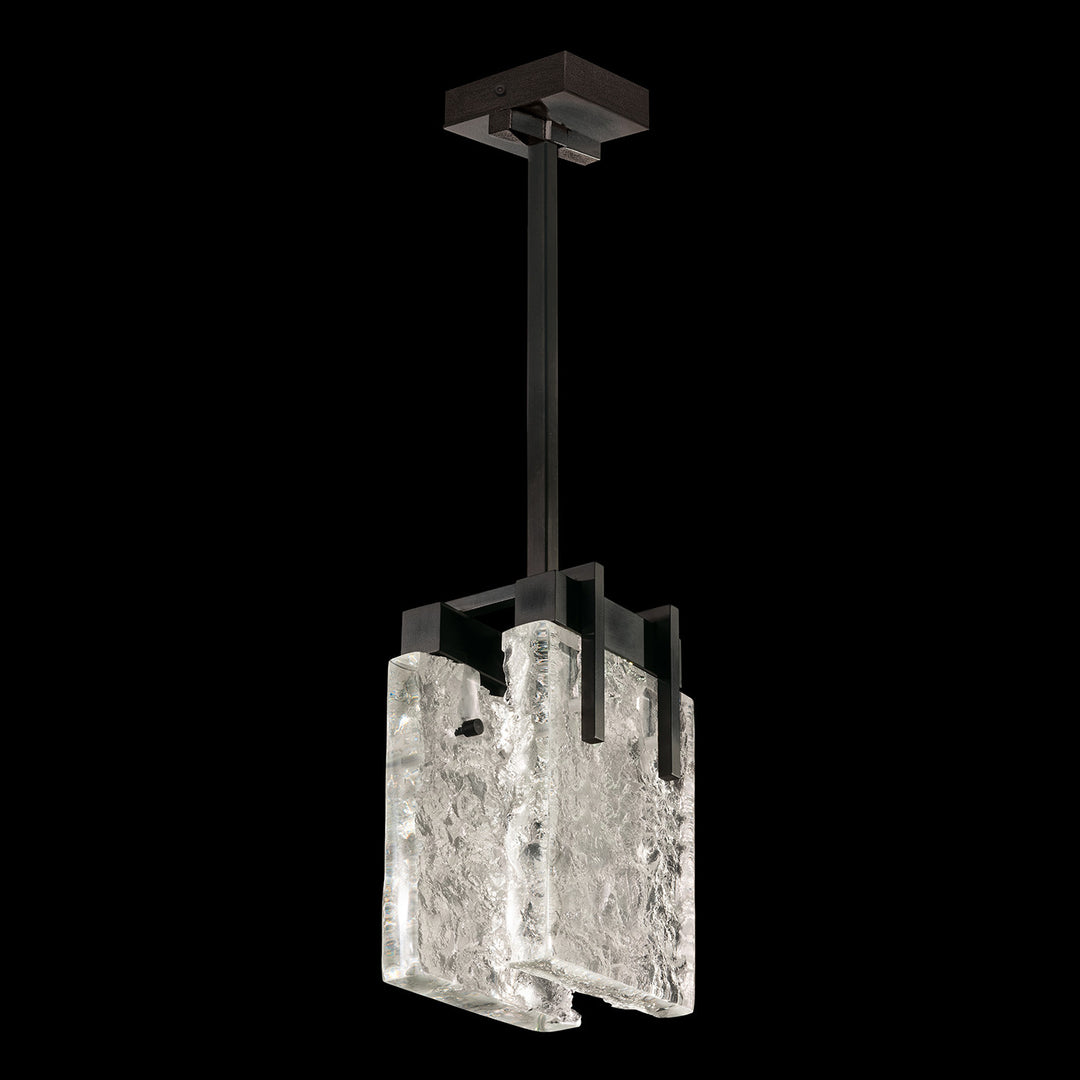Fine Art Handcrafted Lighting Terra 7.75"W Rectangular Pendant 930240 in Standard Black Iron, Clear (930240-11ST)