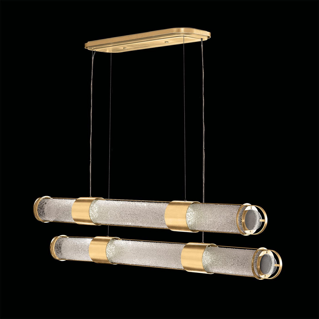 Fine Art Handcrafted Lighting Bond 60"W Linear Pendant 926240 in Standard Gold Leaf, Diamond Blanket (926240-31ST)
