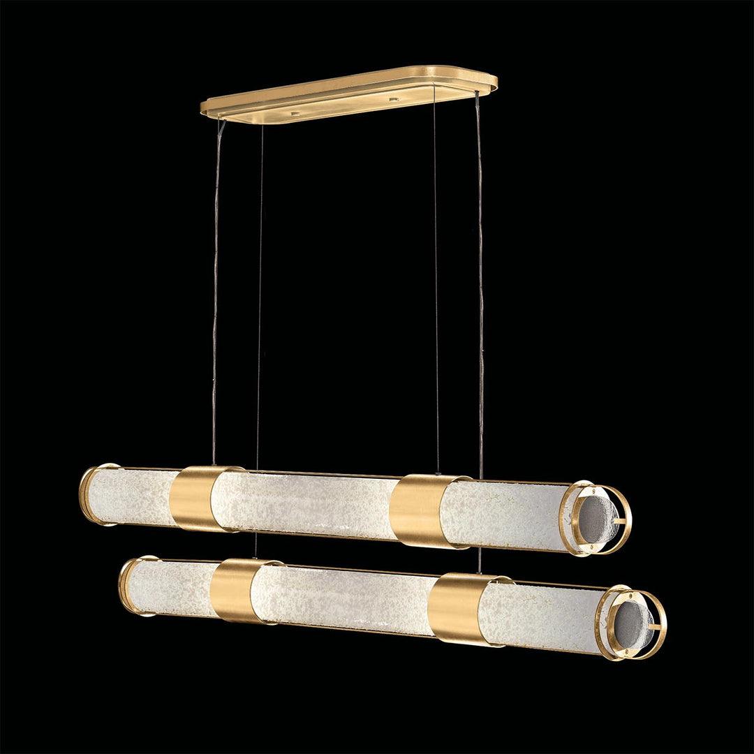 Fine Art Handcrafted Lighting Bond 60"W Linear Pendant 926240 in Standard Gold Leaf, Bahama Sand (926240-32ST)