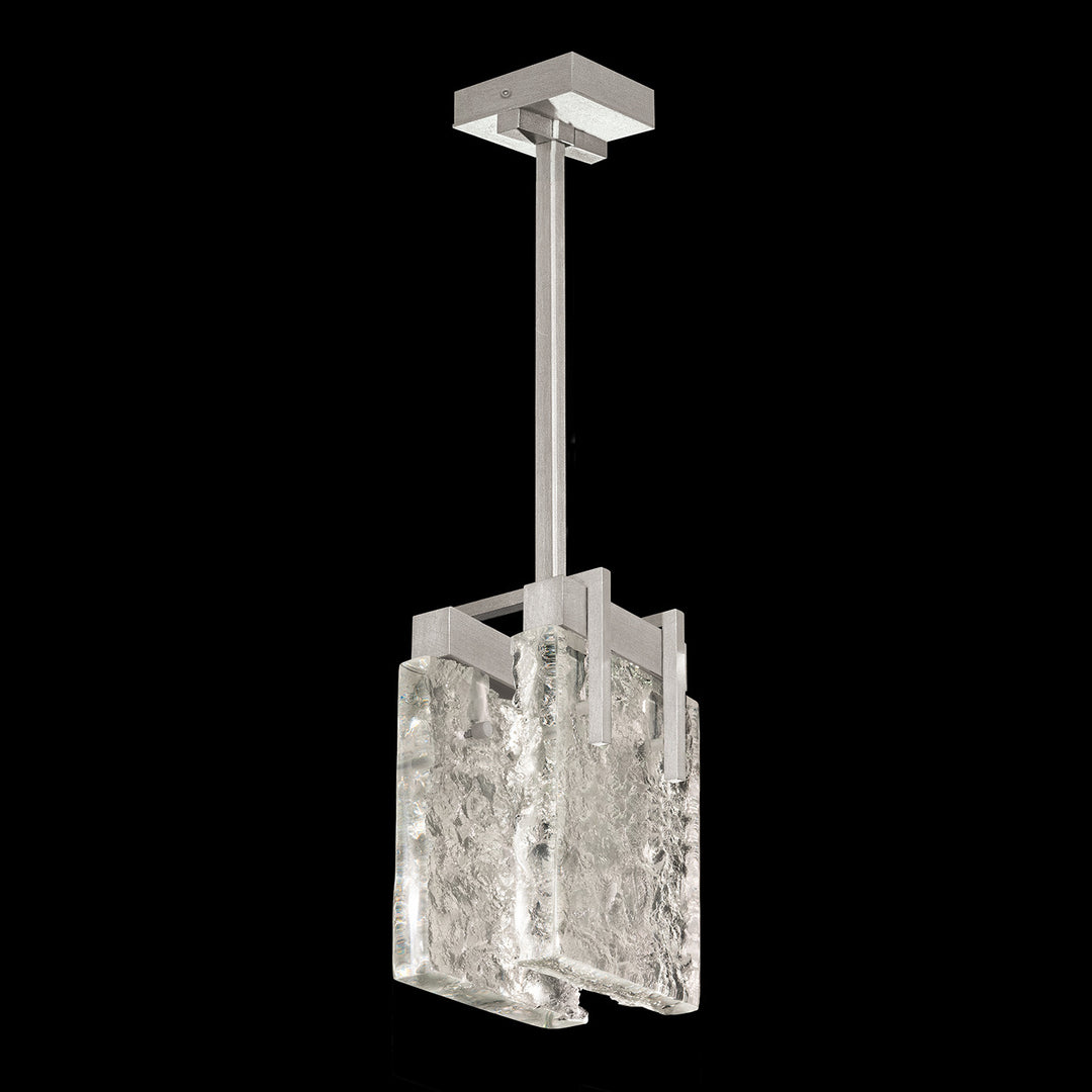 Fine Art Handcrafted Lighting Terra 7.75"W Rectangular Pendant 930240 in Standard Silver Leaf, Clear (930240-21ST)