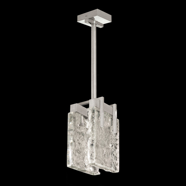 Fine Art Handcrafted Lighting Terra 7.75"W Rectangular Pendant 930240 in Standard Silver Leaf, Clear (930240-21ST)